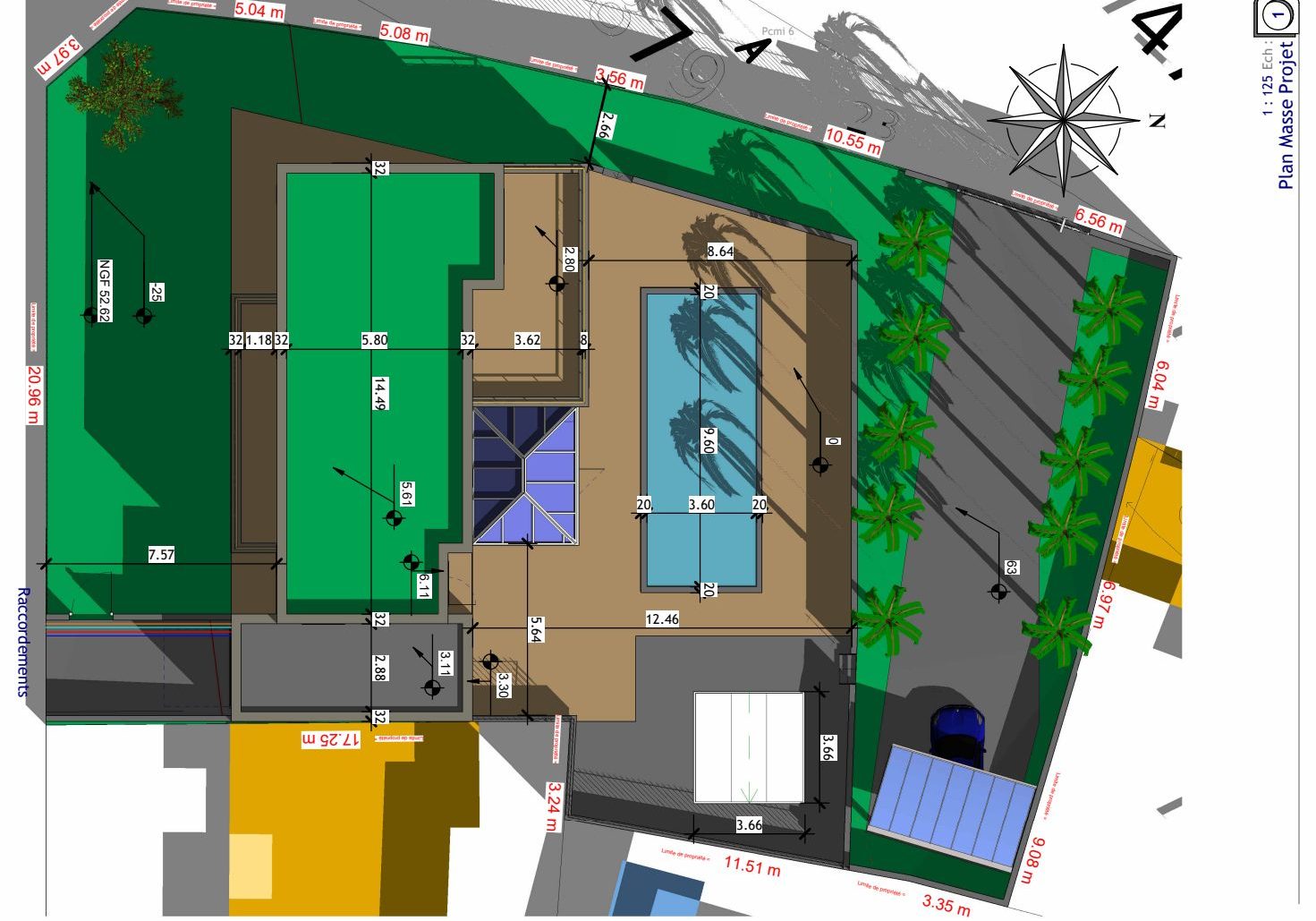 Plan de masse du projet avec jardin et piscine
