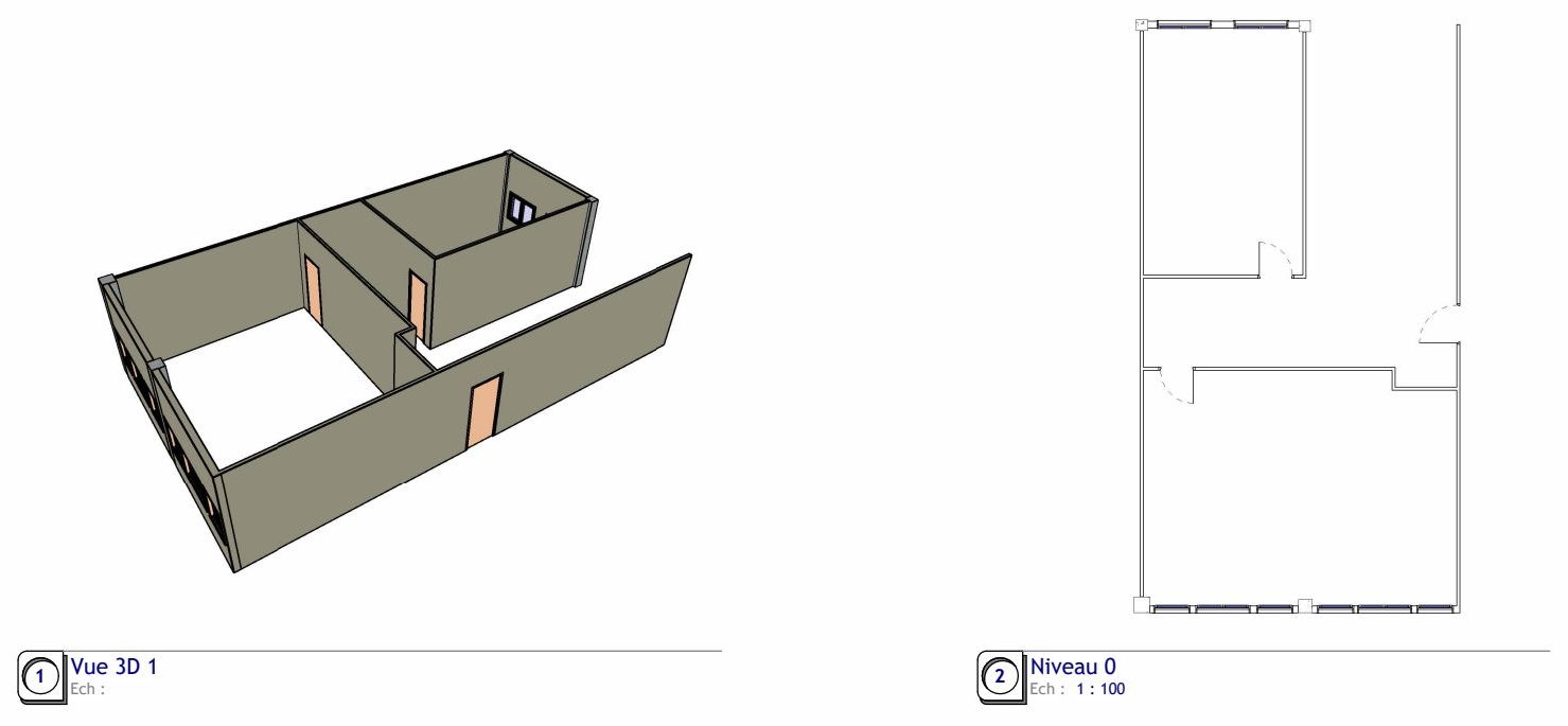 Maquette Revit 3D et plan reconstruits à partir d'un nuage de points